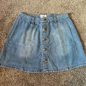 Celebrity pink denim light wash button up skirt